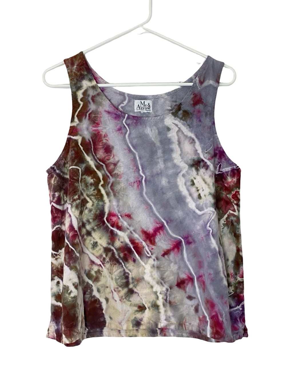 Me & Arrow Geode Ice Tie Dye Tank Top Womens Size Large Handmade Upcycled Gray